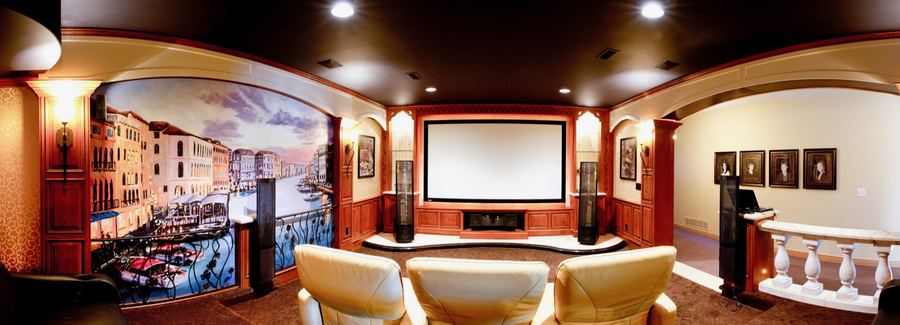 Home theater with custom millwork